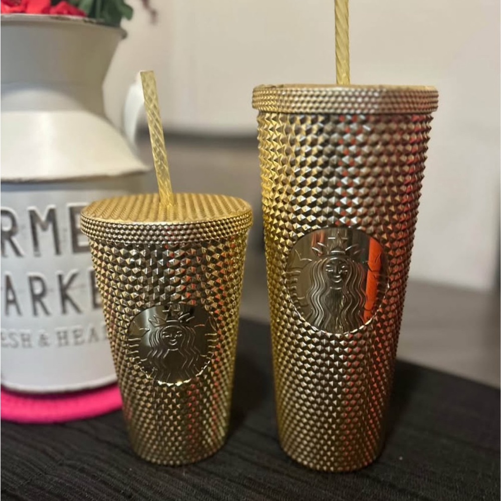 Starbucks Gold Textured Tumbler Duo NEW